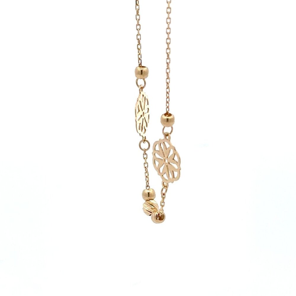 18K Gold Bracelet Flower Beads Charm 7 inches plus one inch Extension 1.50 grams - Picture 5 of 10